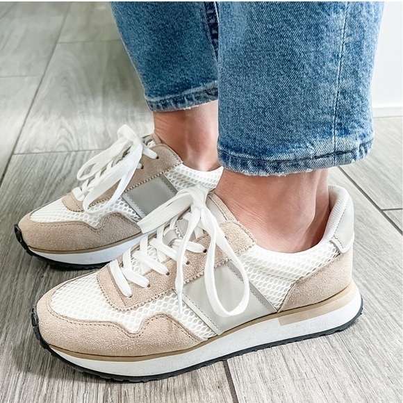 Greats Shoes - GREATS Brooklyn Mccarren White and Tan Sneakers
